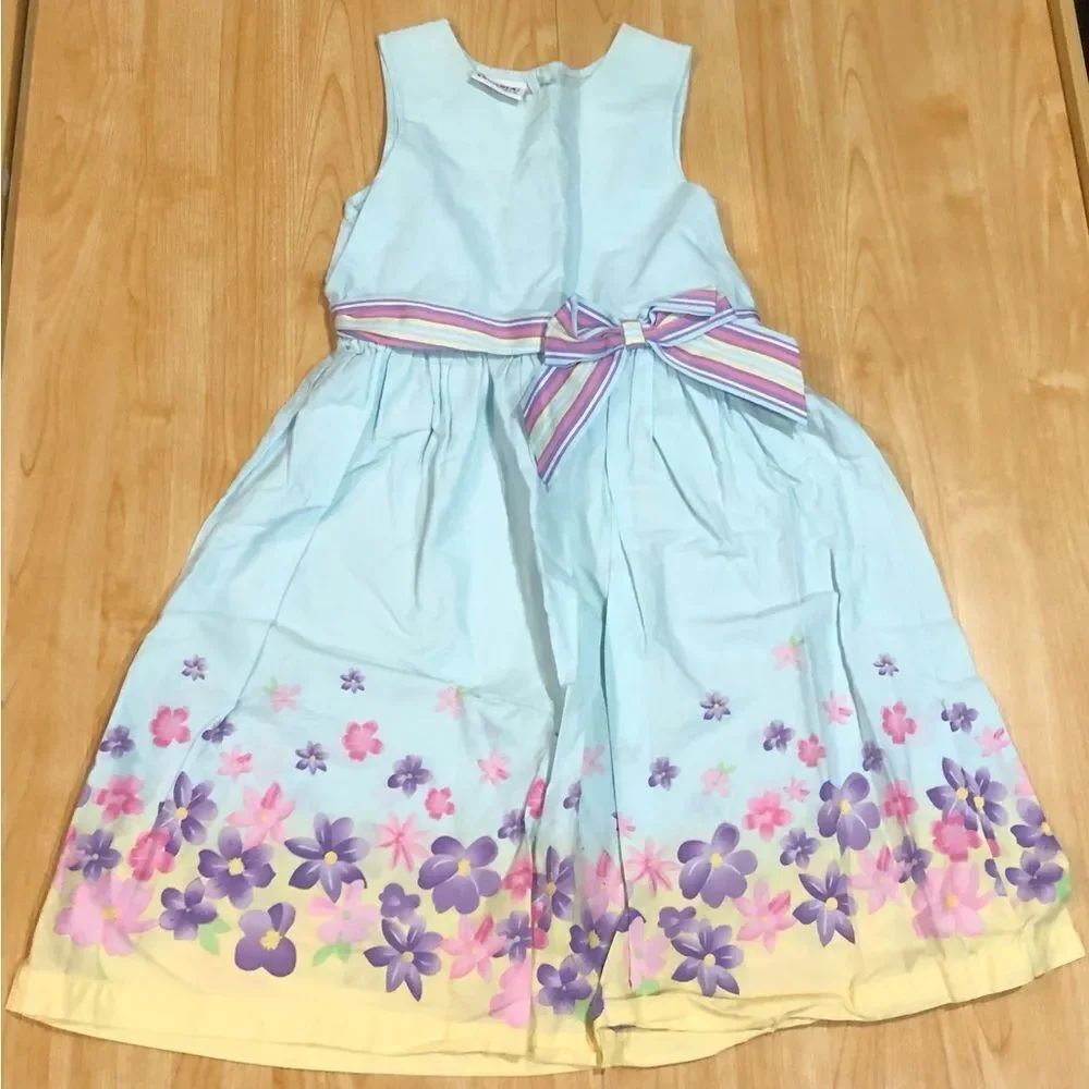 Girls Floral Dress Size 8 Kids Dress with Bow
